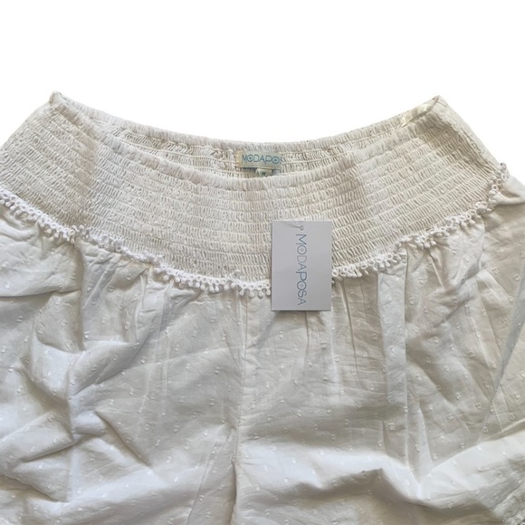 MODAPOSA NWT Catania White 100% Cotton Shorts with Ribbon Details Size Medium - Picture 3 of 12